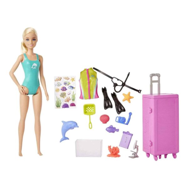 Barbie Marine Biologist Doll & 10+ Accessories, Mobile Lab Playset with Blonde Doll & Storage - Imagen 2
