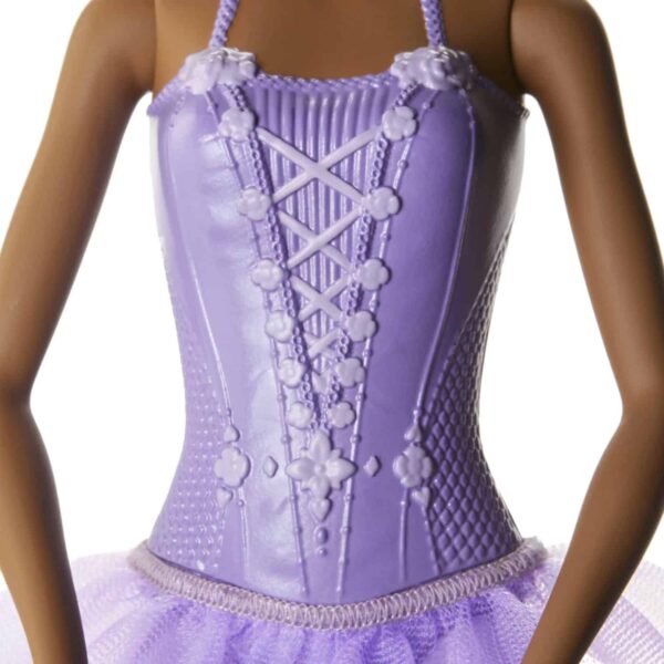 Barbie Ballerina Doll in Purple Tutu with Black Hair, Brown Eyes, Ballet Arms & Sculpted Toe Shoes - Imagen 4