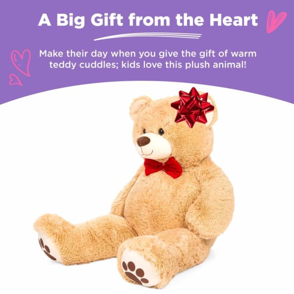 Best Choice Products 38in Giant Soft Plush Teddy Bear Stuffed Animal Toy w_ Bow Tie, Footprints - Brown - Imagen 4